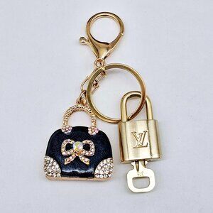 Louis Vuitton Authentic Gold Padlock 🔒 Key + Unbranded Keychain Bag Charm